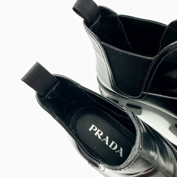 PRADA Black Leather Monolith Chelsea Boots 40 US 10 Chunky Platform - Picture 7 of 15